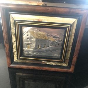 Vintage Argentina Designer Sterling Silver Framed Miniature Wall Plaque Decor